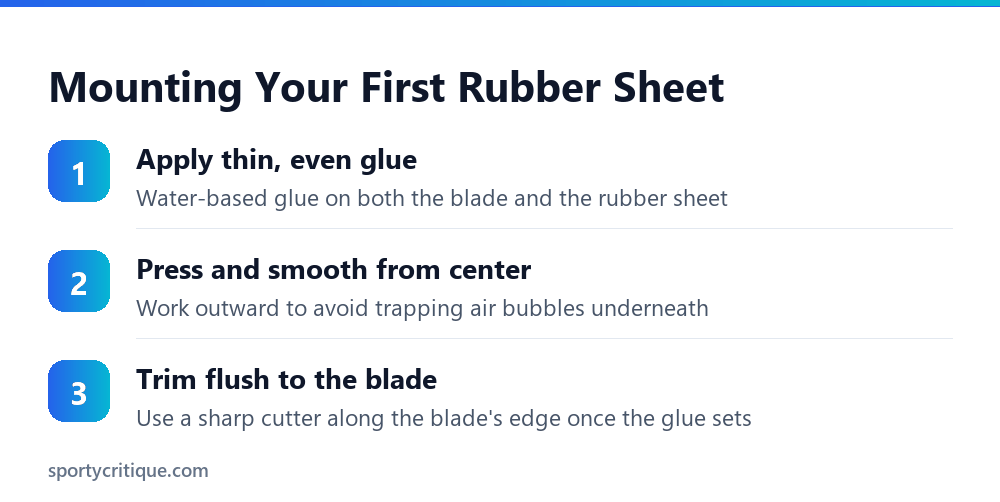 How to mount your first table tennis rubber sheet