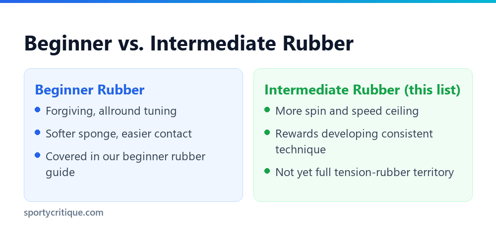 Beginner versus intermediate table tennis rubber comparison