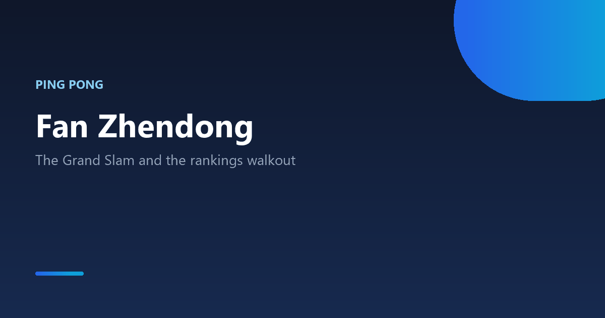 Fan Zhendong table tennis career