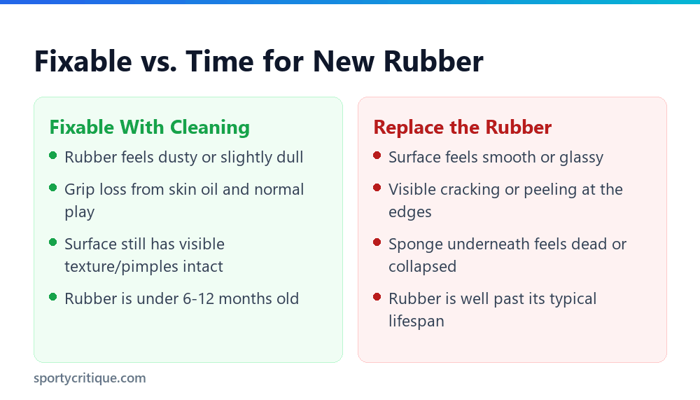 Fixable paddle rubber versus time to replace it