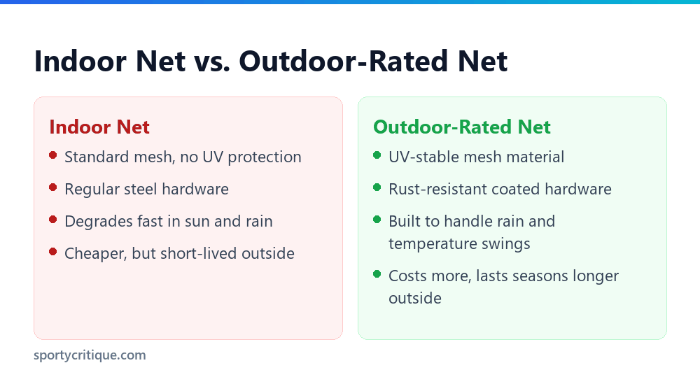 Indoor net versus outdoor-rated net comparison