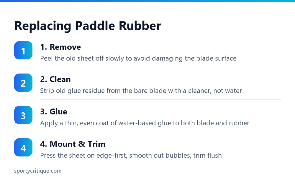 Four steps to replace ping pong paddle rubber