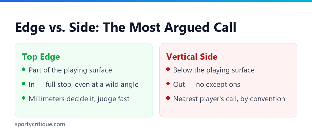Ping pong edge ball vs side ball ruling