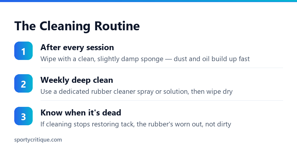 Ping pong paddle cleaning routine
