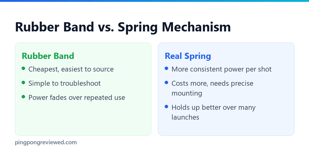 Rubber band versus spring shooter mechanism comparison