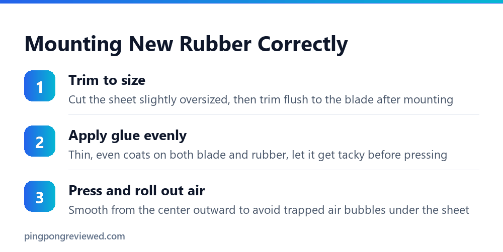 How to mount table tennis rubber correctly
