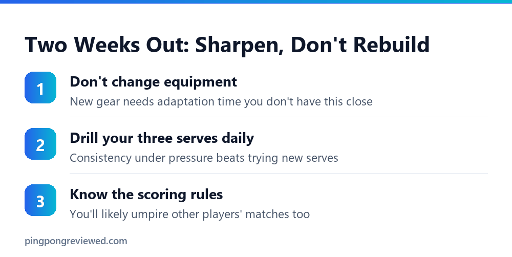 Two-week table tennis tournament preparation plan