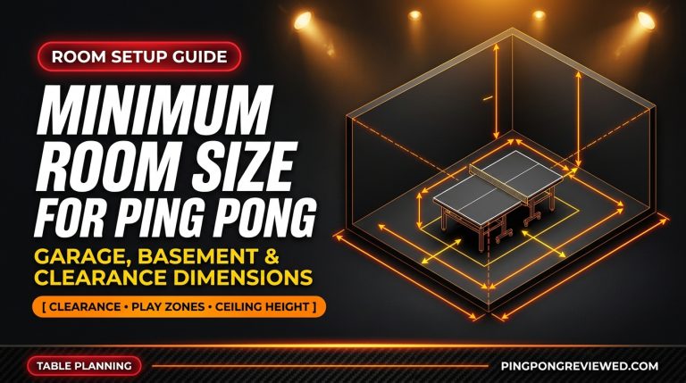 Minimum room size and clearance dimensions for ping pong table layout