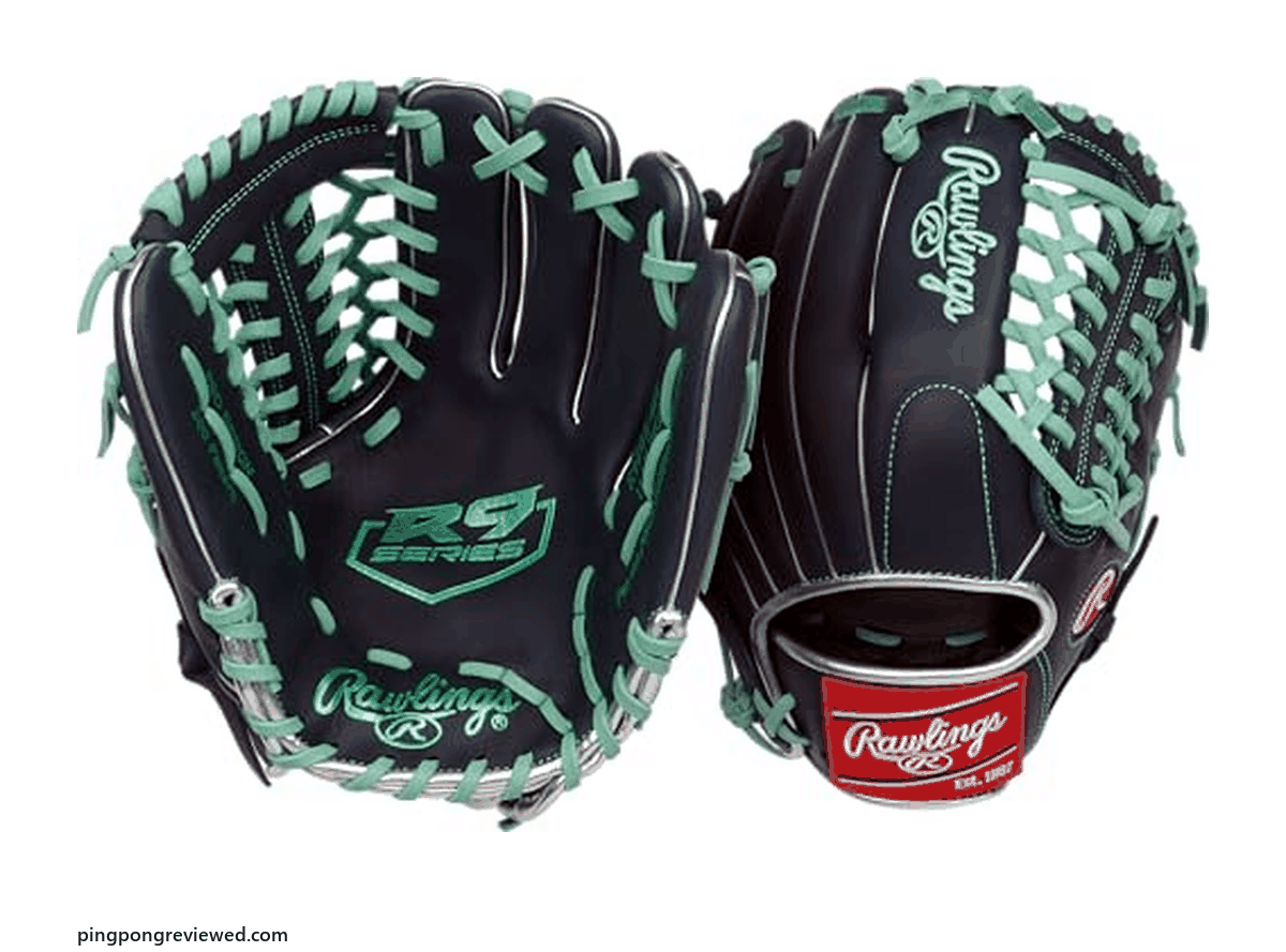 Rawlings R9 11.75 inch baseball glove in navy and mint