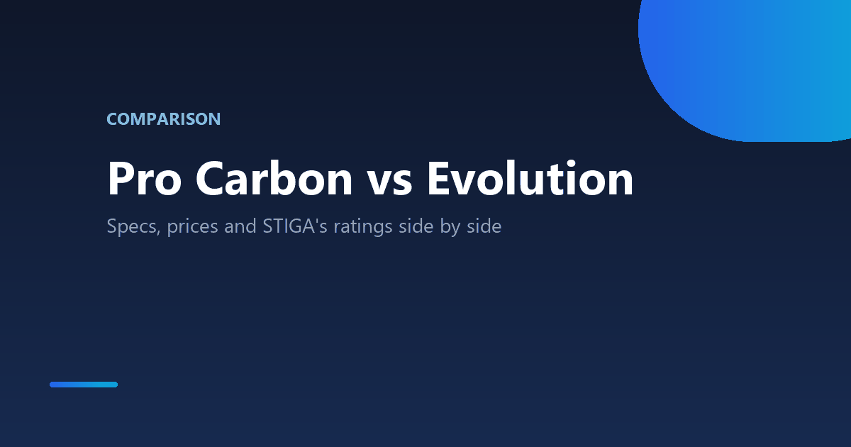 STIGA Pro Carbon vs Evolution: specs, prices and ratings compared from STIGA's own pages